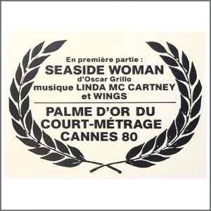 Linda McCartney & Wings 1980 Seaside Woman Cannes Film Festival Poster