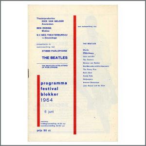 The Beatles 1964 Blokker Festival Concert Programme (Holland)