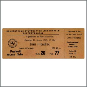 Jimi Hendrix Unused Stuttgart Concert Ticket