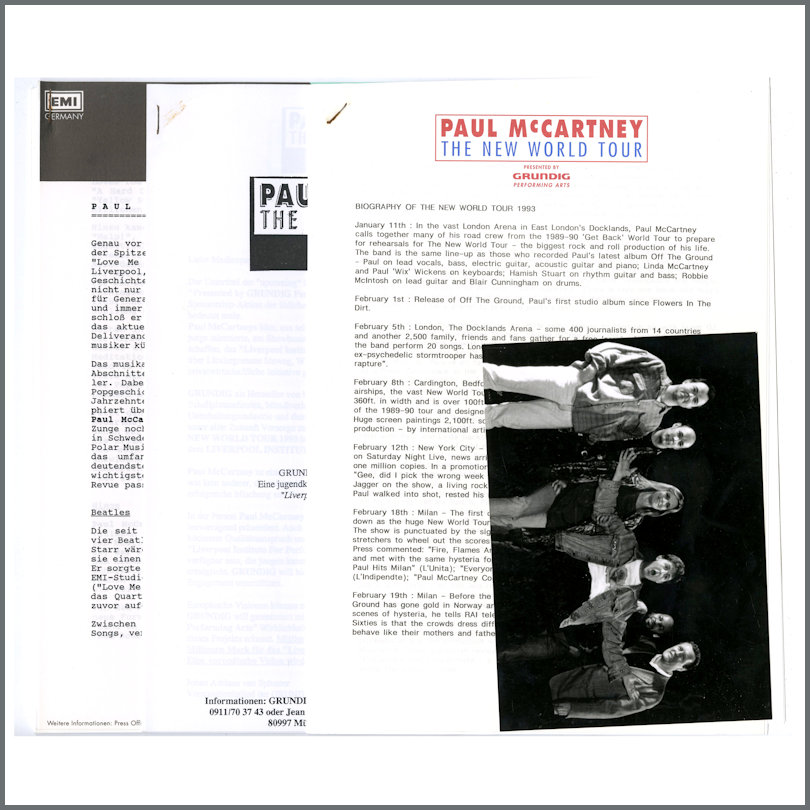 Paul McCartney 1993 New World Tour UK Press Kit (UK)