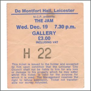 The Jam 1979 De Montfort Hall Leicester Concert Ticket Stub (UK)
