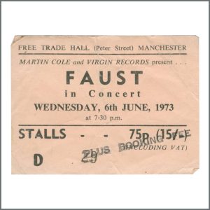 Faust 1973 Free Trade Hall Manchester Concert Ticket Stub (UK)