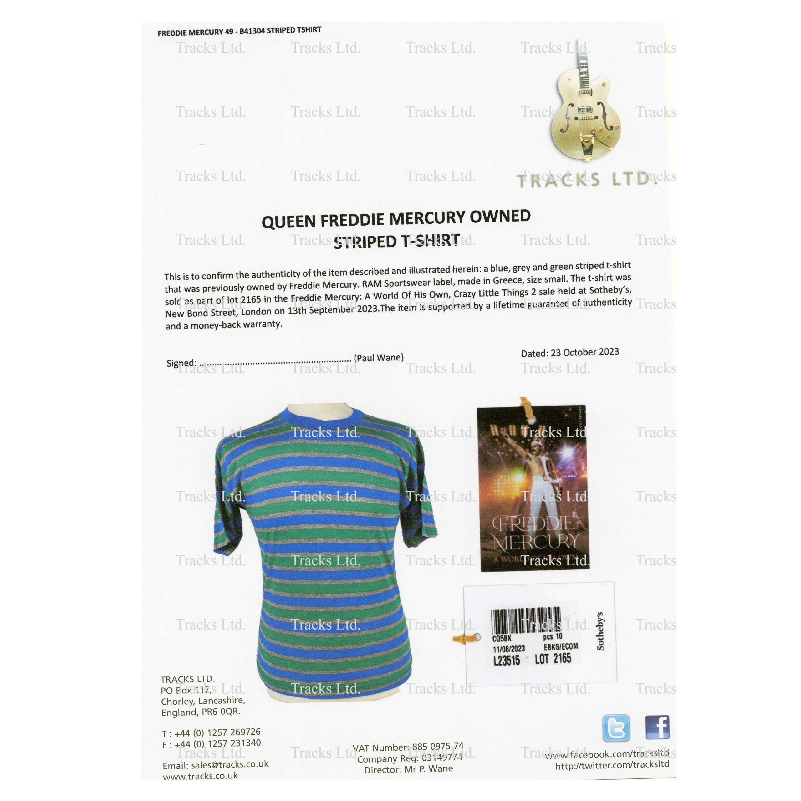 Queen Freddie Mercury Owned Striped T-shirt (UK)