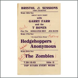 The Zombies 1965 Bristol Concert Handbill Flyer (UK)