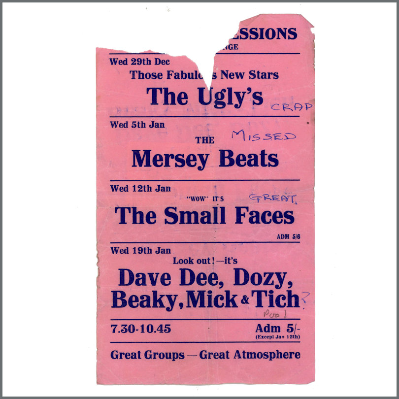 The Small Faces & Mersey Beats 1965 Bristol Concert Handbill Flyer (UK)