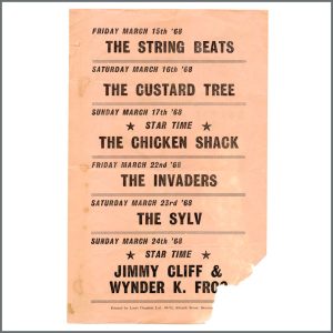 The Chicken Shack 1968 Wharf Hotel Concert Handbill (UK)