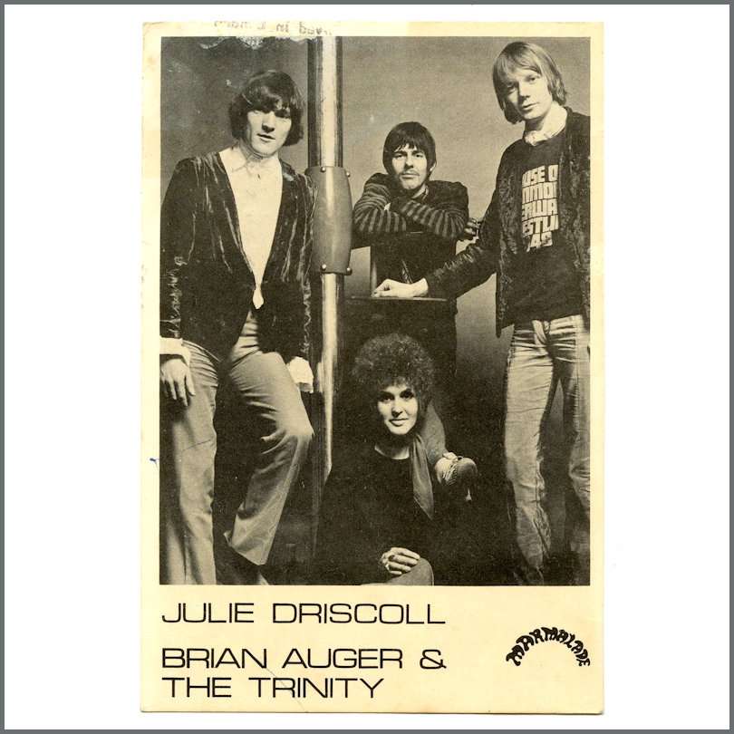 Julie Driscoll Brian Auger & The Trinity 1960s Promotional Photocard (UK)