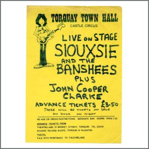 Siouxsie And The Banshees 1981 Torquay Concert Handbill (UK)