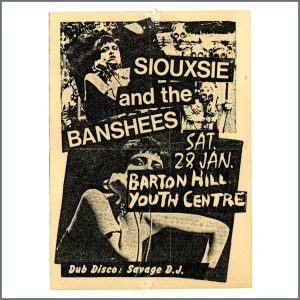 Siouxsie And The Banshees Barton Hill Youth Centre Handbill 1978 (UK)