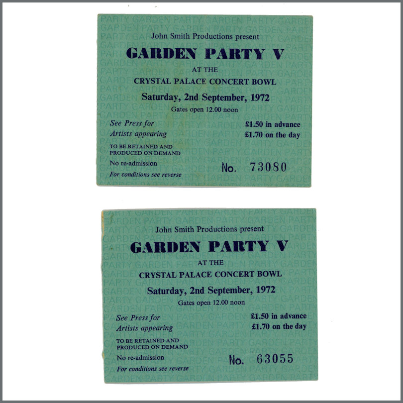 YES Garden Party V 1972 Programme and Ticket Stubs (UK)