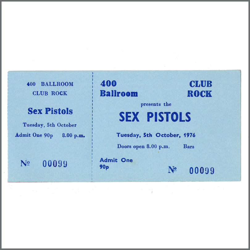The Sex Pistols Torquay Unused Concert Ticket 1976 UK