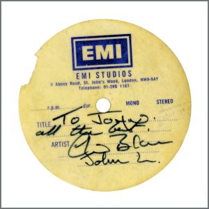 EMI Studios Acetate Label UK