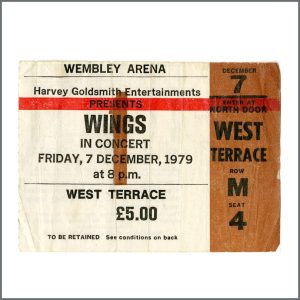 B41922 - Paul McCartney and Wings 1979 Wembley Arena Concert Ticket Stub (UK)