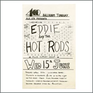 Eddie And The Hot Rods 1977 400 Ballroom Torquay Concert Handbill (UK)