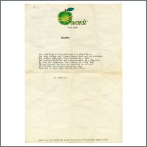 Apple Employee 1960s Printed Letter (UK)