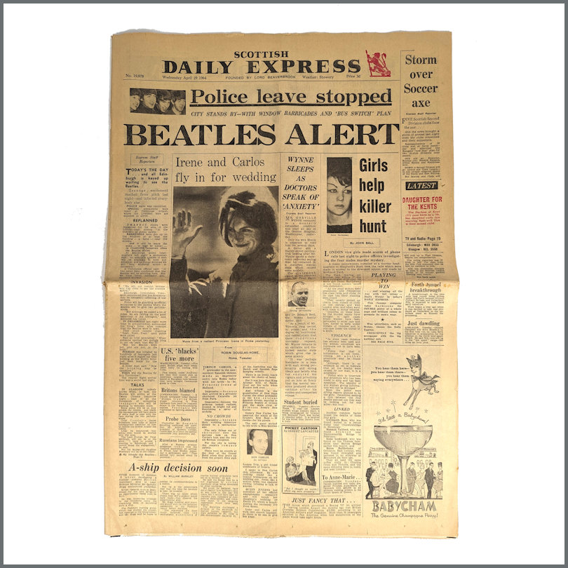 The Beatles 1964 Scottish Daily Express Newspaper (UK)