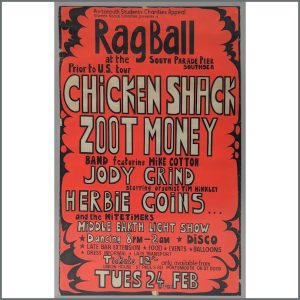 Chicken Shack Zoot Money Portsmouth Rag Ball Poster 1970 (UK)